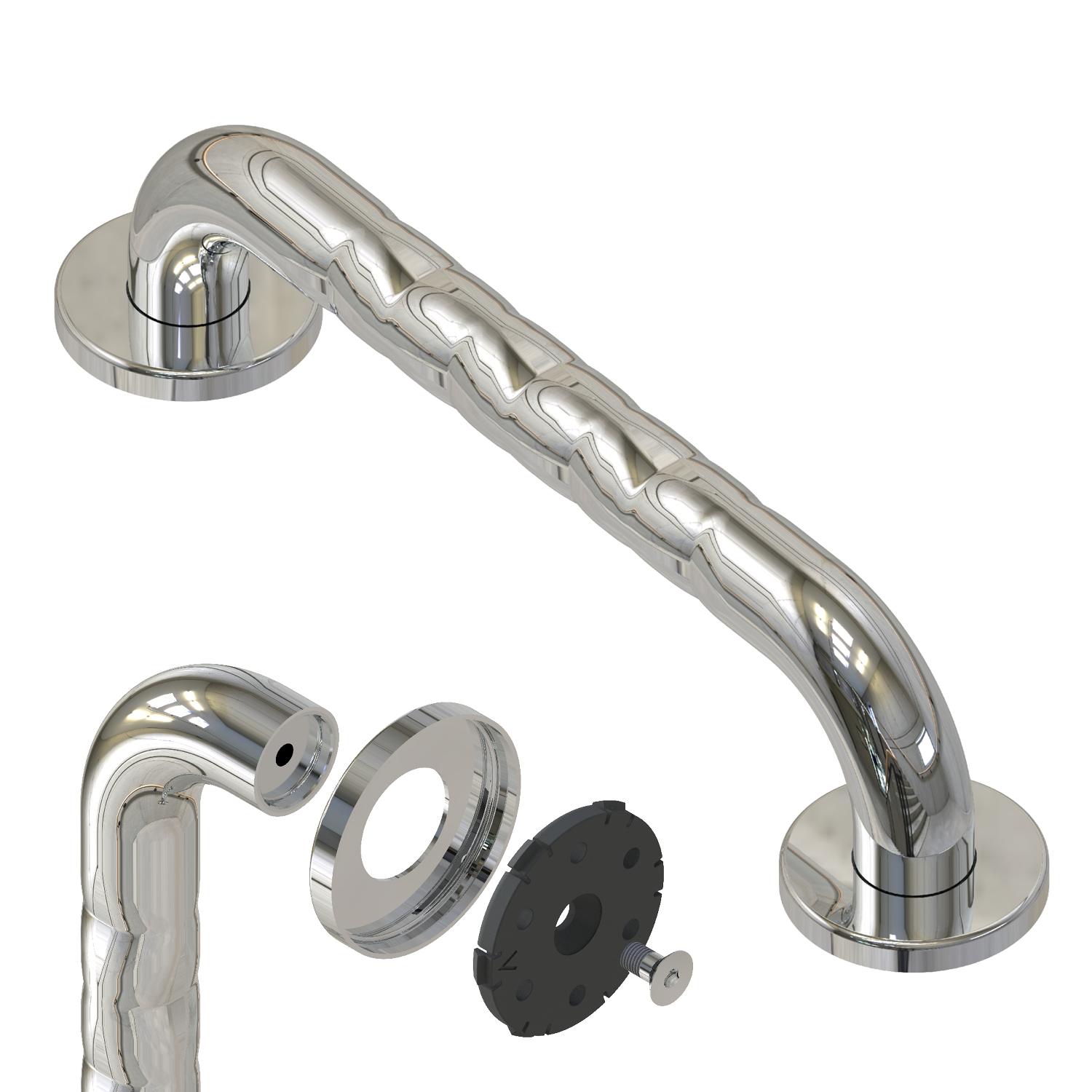 Edelstahl-Haltegriff mit Fingergrip